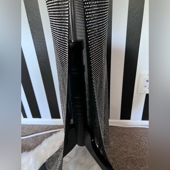 Black Rhinestone Mesh Maxi Dress with Side Slits - Brand NWT - Picture 5 of 5